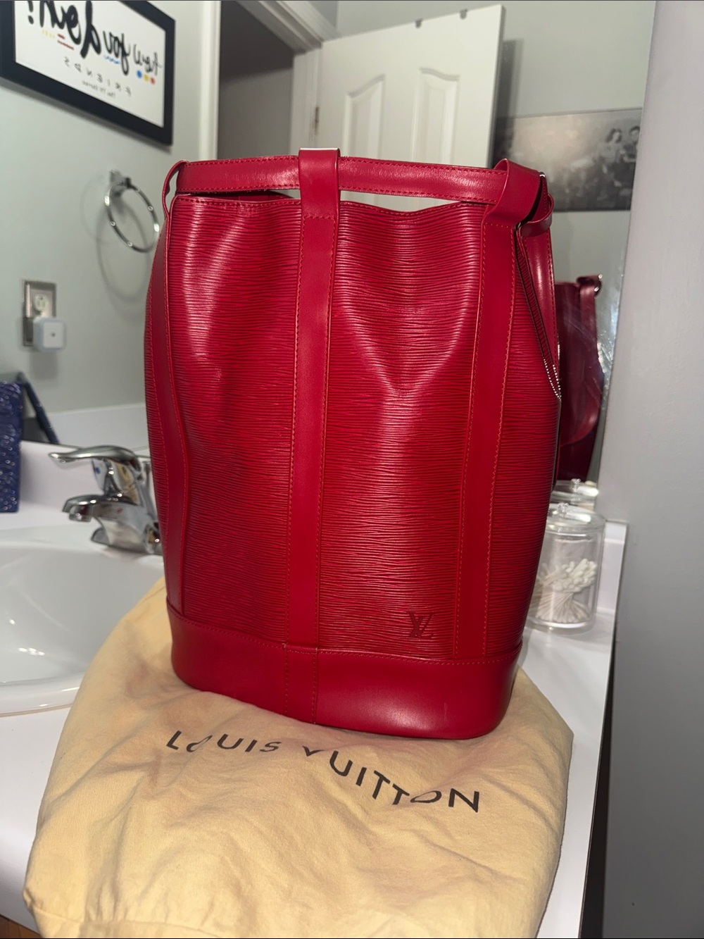 Louis Vuitton Red Epi Leather Bucket Bag